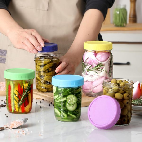 10 Pack Plastic Wide Mouth Mason Jar Lids for Ball, Kerr and More - Multicolor Storage Caps for Mason Jars, Canning Jars - Leak-Proof, Dishwasher Safe & Food Grade - Image 4