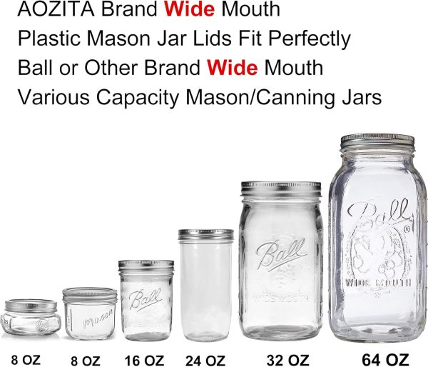 10 Pack Plastic Wide Mouth Mason Jar Lids for Ball, Kerr and More - Multicolor Storage Caps for Mason Jars, Canning Jars - Leak-Proof, Dishwasher Safe & Food Grade - Image 7