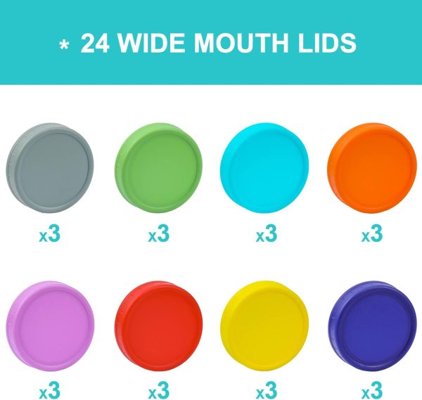 10 Pack Plastic Wide Mouth Mason Jar Lids for Ball, Kerr and More - Multicolor Storage Caps for Mason Jars, Canning Jars - Leak-Proof, Dishwasher Safe & Food Grade - Image 11