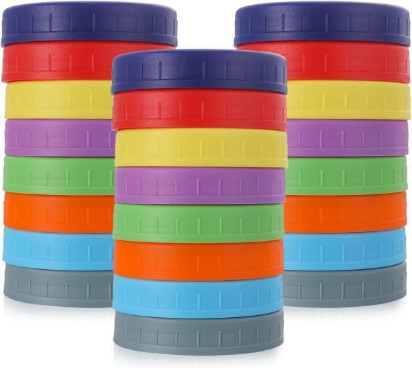 10 Pack Plastic Wide Mouth Mason Jar Lids for Ball, Kerr and More - Multicolor Storage Caps for Mason Jars, Canning Jars - Leak-Proof, Dishwasher Safe & Food Grade - Image 16