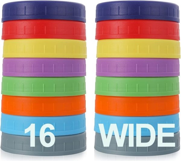 10 Pack Plastic Wide Mouth Mason Jar Lids for Ball, Kerr and More - Multicolor Storage Caps for Mason Jars, Canning Jars - Leak-Proof, Dishwasher Safe & Food Grade - Image 18