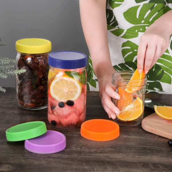 10 Pack Plastic Wide Mouth Mason Jar Lids for Ball, Kerr and More - Multicolor Storage Caps for Mason Jars, Canning Jars - Leak-Proof, Dishwasher Safe & Food Grade - Image 19