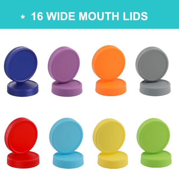10 Pack Plastic Wide Mouth Mason Jar Lids for Ball, Kerr and More - Multicolor Storage Caps for Mason Jars, Canning Jars - Leak-Proof, Dishwasher Safe & Food Grade - Image 21