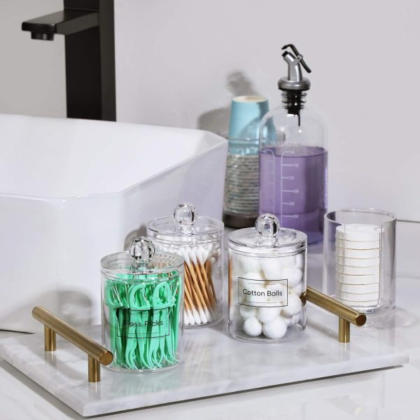 AOZITA 8 Pack Acrylic Qtip Holder Dispenser with Lids & Labels, Cotton Swab, Ball, Round Pads, Floss Picks Storage Canister - Clear Plastic Apothecary Jar for Bathroom Vanity Makeup Organizer - Image 23