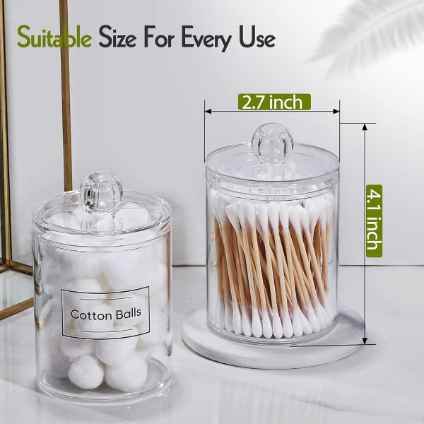 AOZITA 8 Pack Acrylic Qtip Holder Dispenser with Lids & Labels, Cotton Swab, Ball, Round Pads, Floss Picks Storage Canister - Clear Plastic Apothecary Jar for Bathroom Vanity Makeup Organizer - Image 30