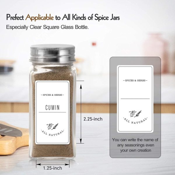 AOZITA 24 Pcs Glass Spice Jars with White Printed Spice Labels - 4oz Empty Square Spice Bottles - Shaker Lids and Airtight Metal Caps - Silicone Collapsible Funnel - Image 3