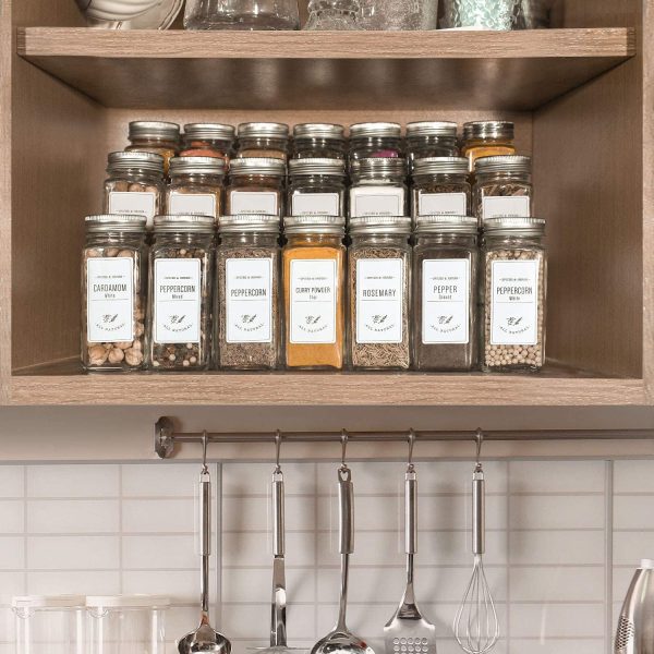 AOZITA 24 Pcs Glass Spice Jars with White Printed Spice Labels - 4oz Empty Square Spice Bottles - Shaker Lids and Airtight Metal Caps - Silicone Collapsible Funnel - Image 6