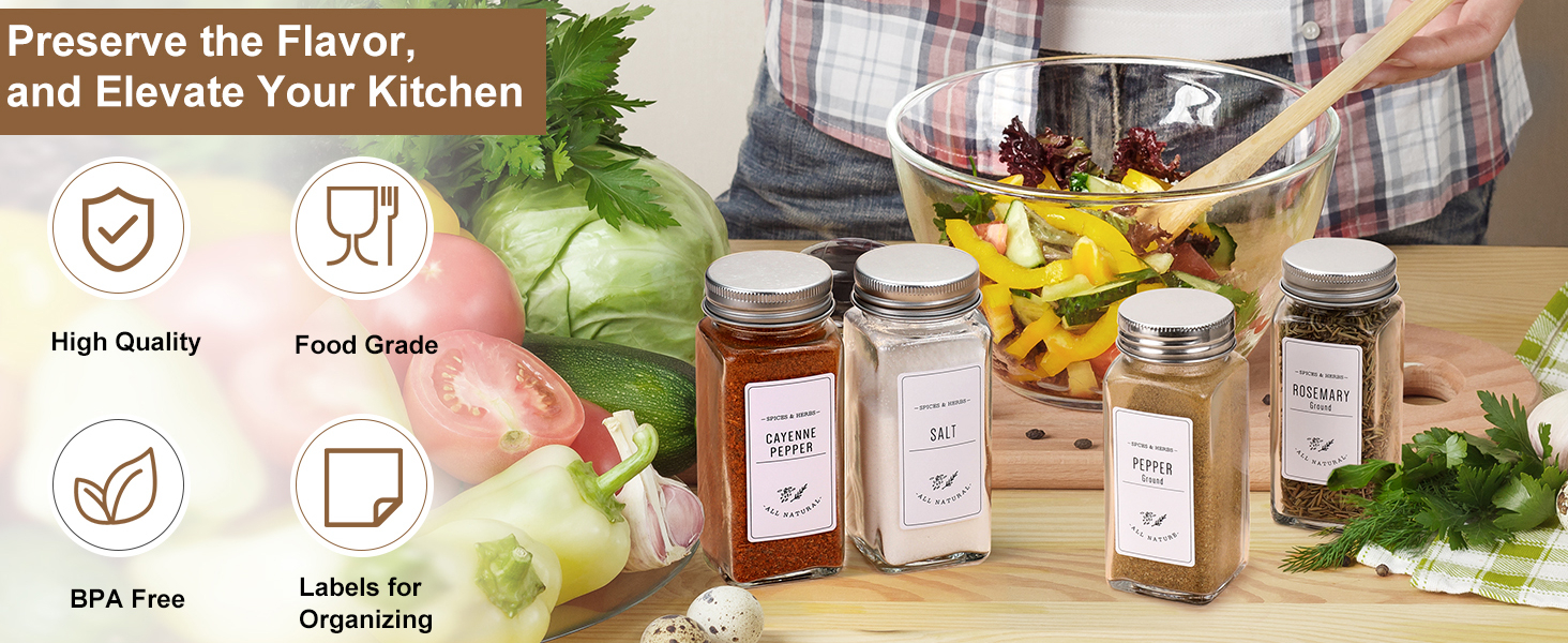 spice jars with labels