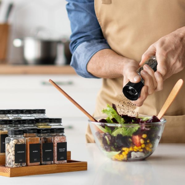 AOZITA 14 Pcs Glass Spice Jars with Spice Labels - 4oz Empty Square Spice Bottles - Shaker Lids and Airtight Metal Caps - Chalk Marker and Silicone Collapsible Funnel Included - Image 15