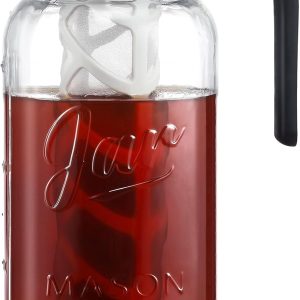 AOZITA Iced Tea Maker Pitcher with Infuser and Lid - 2 Quart Glass Mason Jar Pitcher Leak-proof Water Jug, Heavy Duty Glass Container for Tea, Water, Juice, Milk, Iced Coffee, and Drinks
