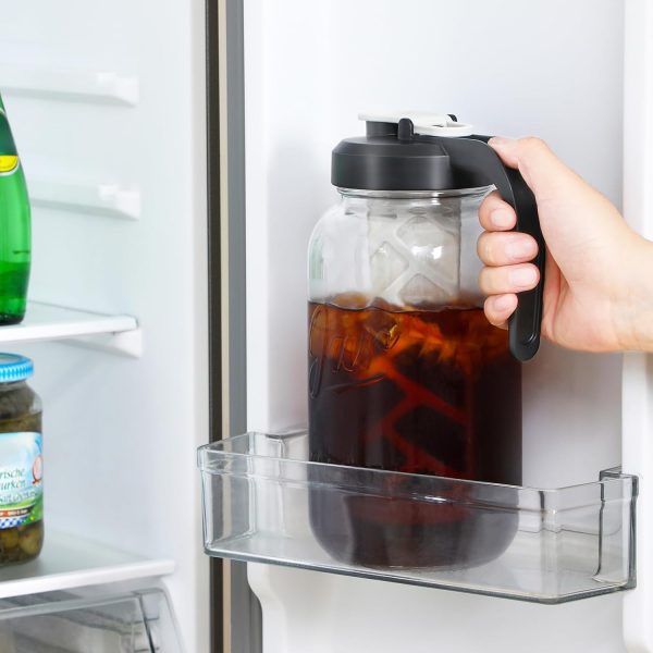AOZITA Iced Tea Maker Pitcher with Infuser and Lid - 2 Quart Glass Mason Jar Pitcher Leak-proof Water Jug, Heavy Duty Glass Container for Tea, Water, Juice, Milk, Iced Coffee, and Drinks - Image 5