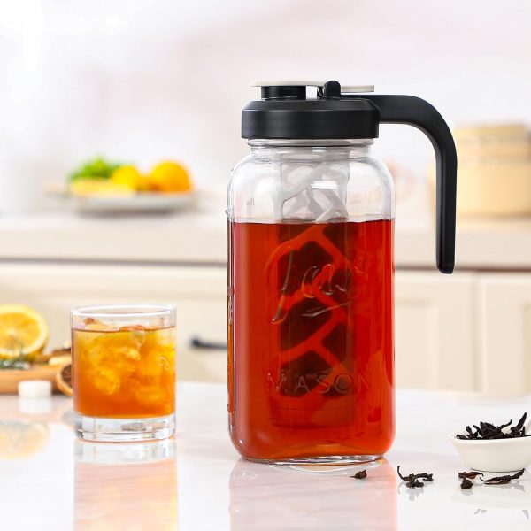 AOZITA Iced Tea Maker Pitcher with Infuser and Lid - 2 Quart Glass Mason Jar Pitcher Leak-proof Water Jug, Heavy Duty Glass Container for Tea, Water, Juice, Milk, Iced Coffee, and Drinks - Image 6