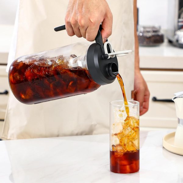 AOZITA Iced Tea Maker Pitcher with Infuser and Lid - 2 Quart Glass Mason Jar Pitcher Leak-proof Water Jug, Heavy Duty Glass Container for Tea, Water, Juice, Milk, Iced Coffee, and Drinks - Image 7