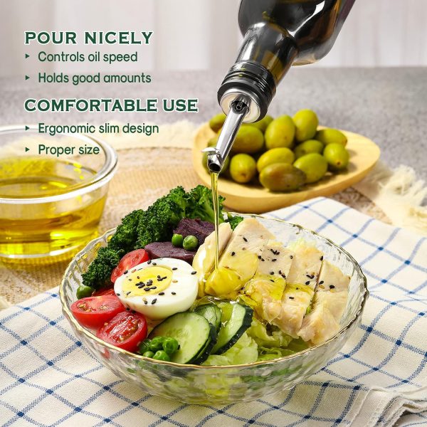 AOZITA 17oz Glass Olive Oil Dispenser - Oil and Vinegar Cruet Bottle with Stainless Steel Pourers - Funnel For Easy Refill - Olive Oil Carafe Decanter for Kitchen - Image 7