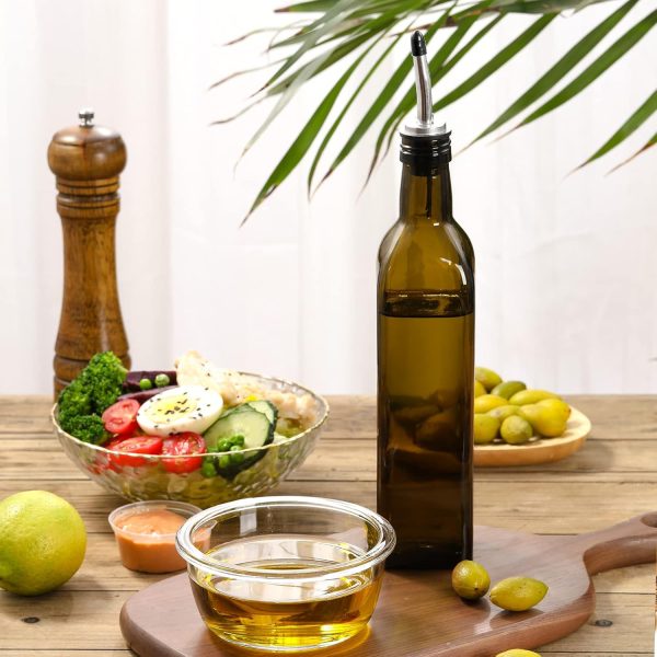 AOZITA 17oz Glass Olive Oil Dispenser - Oil and Vinegar Cruet Bottle with Stainless Steel Pourers - Funnel For Easy Refill - Olive Oil Carafe Decanter for Kitchen - Image 8