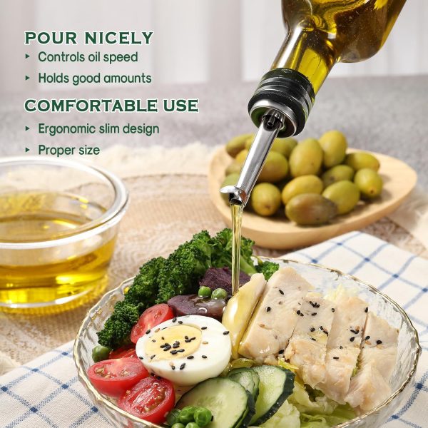 AOZITA 17oz Glass Olive Oil Dispenser - Oil and Vinegar Cruet Bottle with Stainless Steel Pourers - Funnel For Easy Refill - Olive Oil Carafe Decanter for Kitchen - Image 14