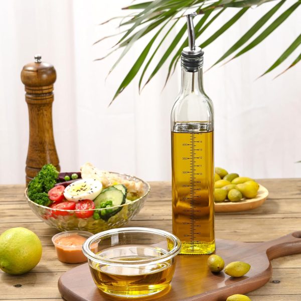 AOZITA 17oz Glass Olive Oil Dispenser - Oil and Vinegar Cruet Bottle with Stainless Steel Pourers - Funnel For Easy Refill - Olive Oil Carafe Decanter for Kitchen - Image 15
