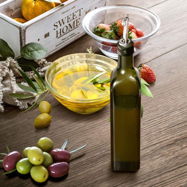 AOZITA 17oz Glass Olive Oil Dispenser - Oil and Vinegar Cruet Bottle with Stainless Steel Pourers - Funnel For Easy Refill - Olive Oil Carafe Decanter for Kitchen - Image 21