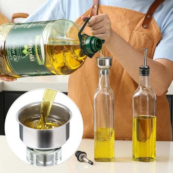 AOZITA 17oz Glass Olive Oil Dispenser - Oil and Vinegar Cruet Bottle with Stainless Steel Pourers - Funnel For Easy Refill - Olive Oil Carafe Decanter for Kitchen - Image 25