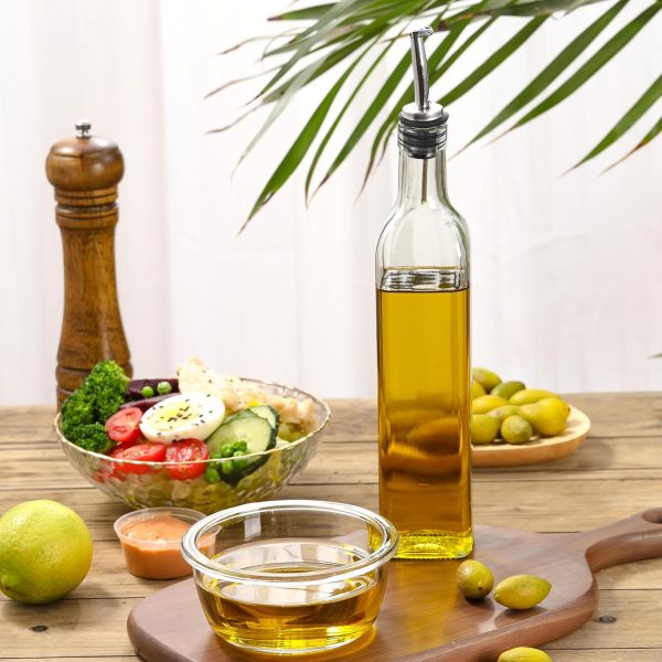 AOZITA 17oz Glass Olive Oil Dispenser - Oil and Vinegar Cruet Bottle with Stainless Steel Pourers - Funnel For Easy Refill - Olive Oil Carafe Decanter for Kitchen - Image 26