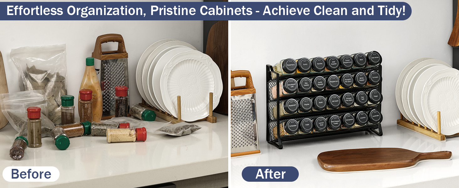 spice jars and rack